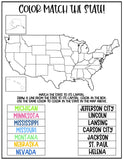 Color the States and Match the Capital (14 Pages)