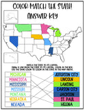 Color the States and Match the Capital (14 Pages)