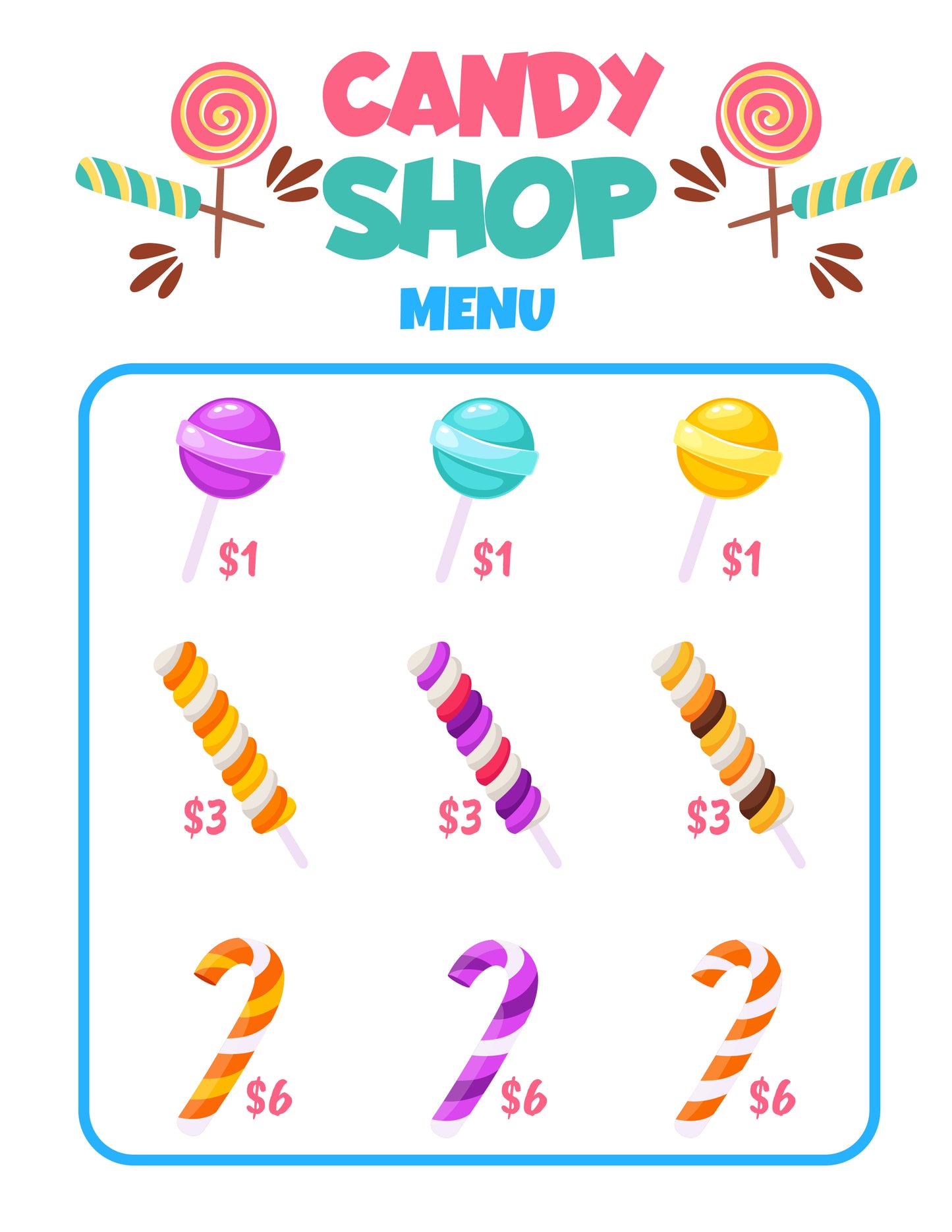 Sweet Candy Shop Imaginative Play Printables (15 Pages)