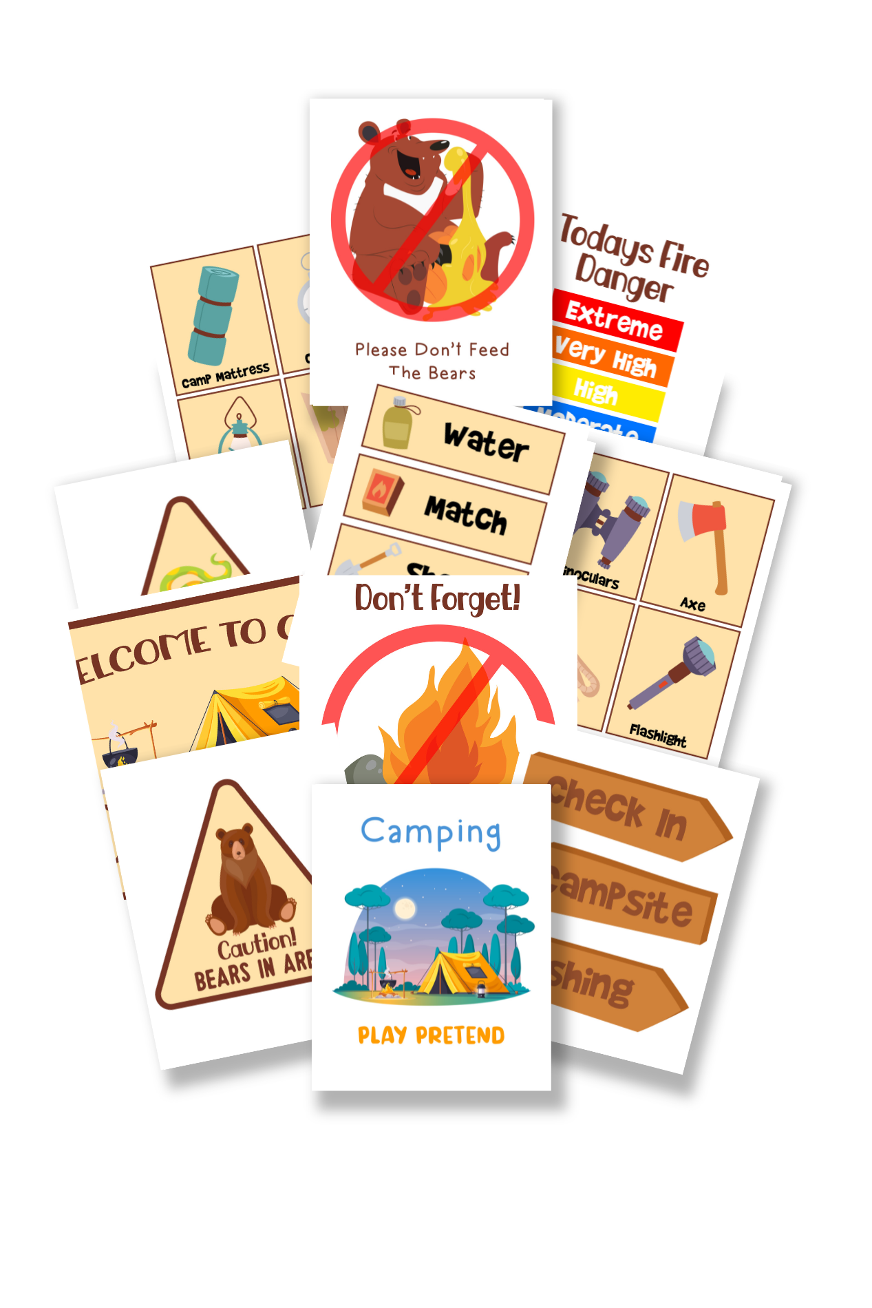 Let's Go Camping Pretend Play Printables (18 Pages)
