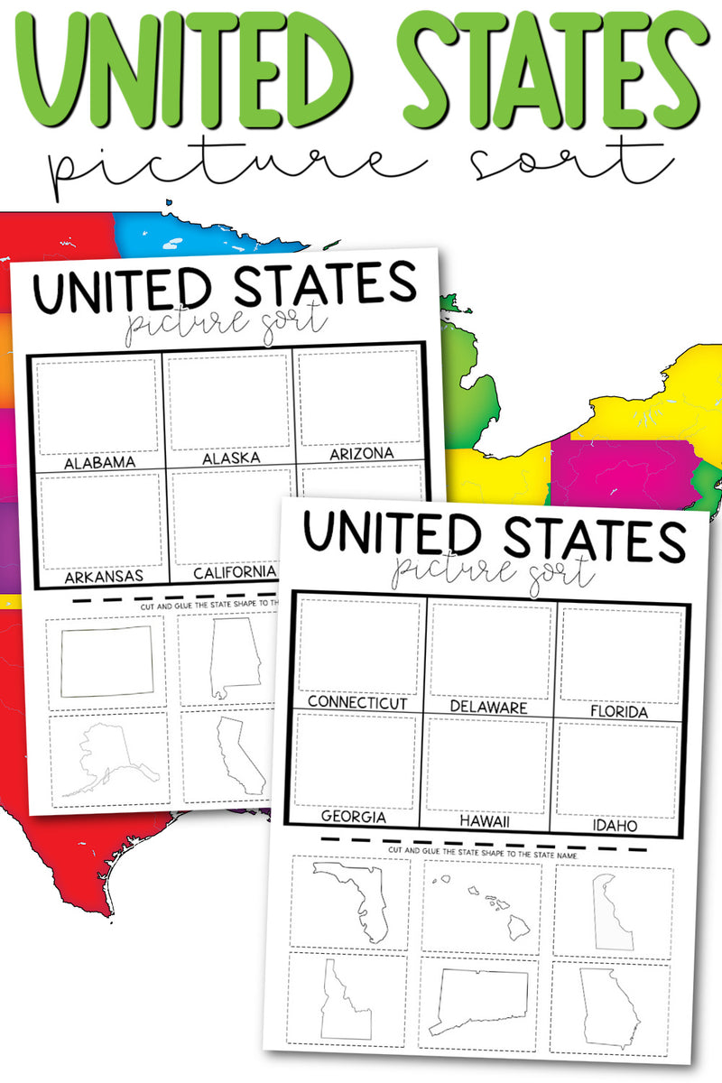 U.S.A. Cut and Glue all 50 states Printable (18 pages ...